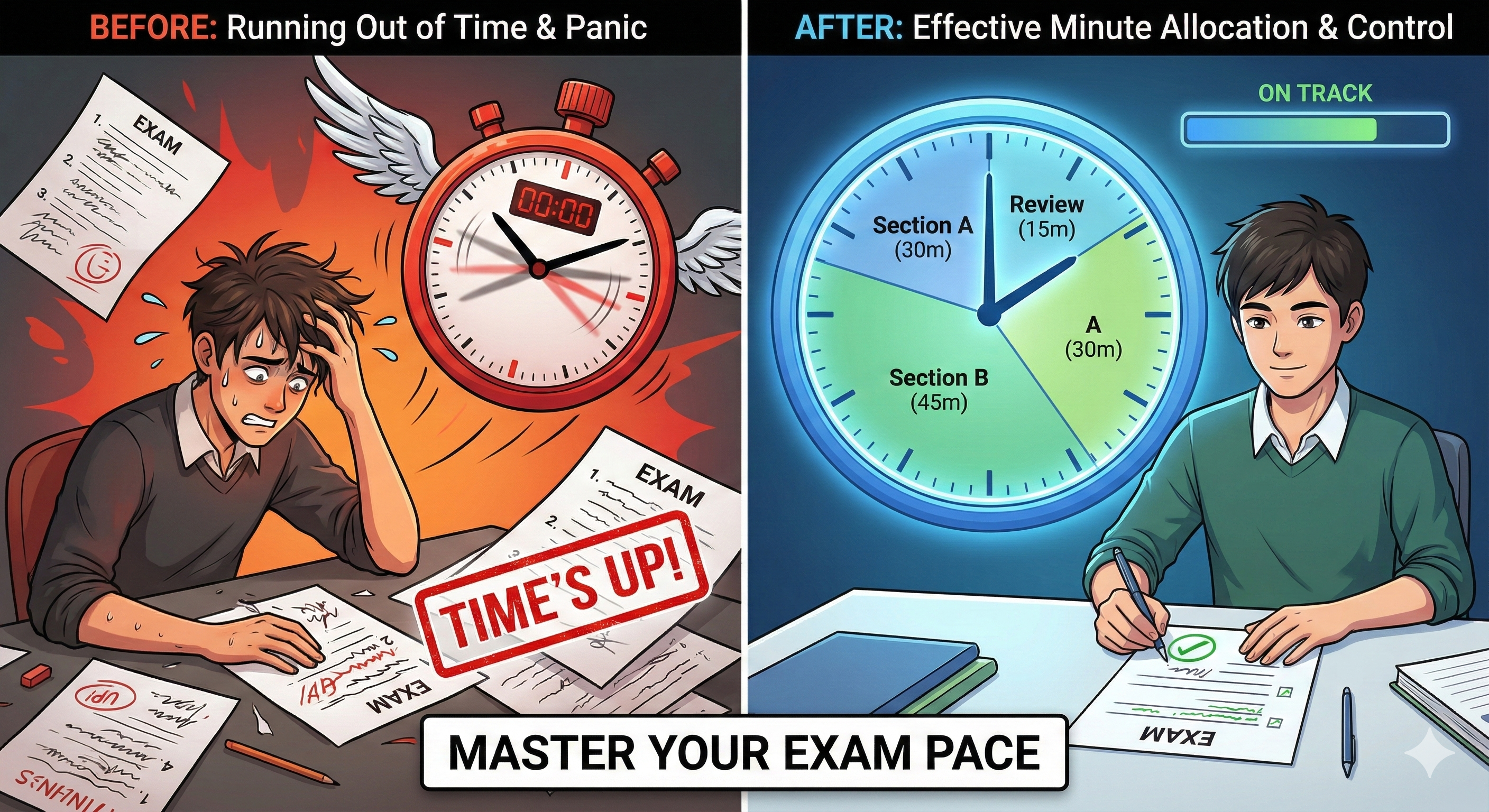Student managing time during an exam